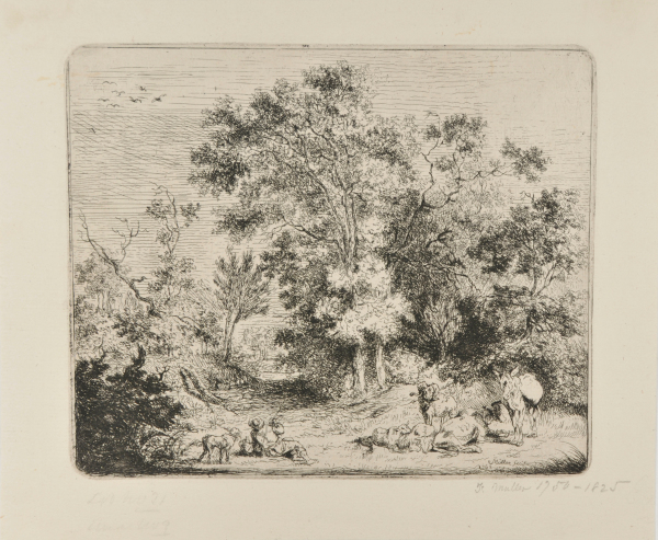 WOODED LANDSCAPE WITH A RESTING HERDSMAN