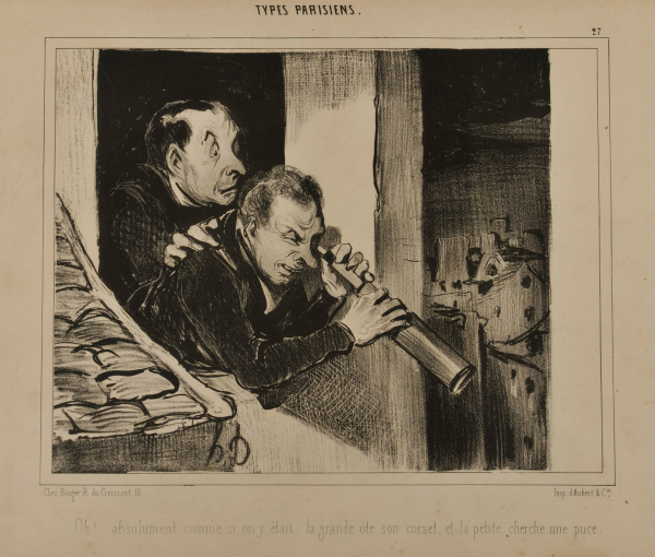 OH!... IT IS AS IF WE WERE THERE: THE TALL ONE OPENS HER CORSET AND THE LITTLE ONE IS LOOKING FOR A FLEA!