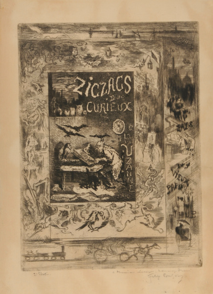 FRONTISPIECE FOR THE BOOK "OCTAVE UZANNE, LES ZIGZAGS D'UN CURIEUX (PARIS: MAISON QUANTIN, 1888)"