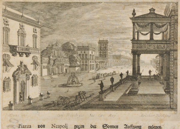 PIAZZA VON NEAPOLJ GEGEN DER SONNEN AUFFGANG GELEGEN