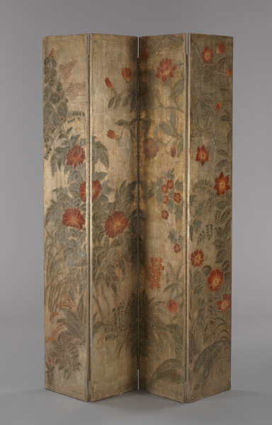 Pair of Folding Four-Panel Folding Screens