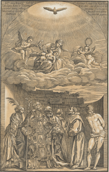 THE VIRGIN IN THE CLOUDS AND SIX SAINTS