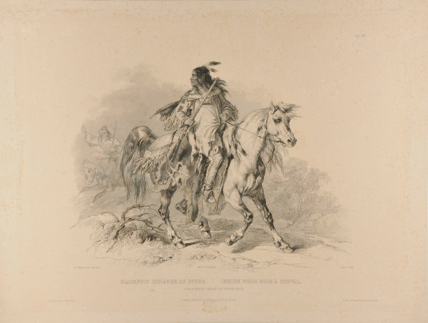 A BLACKFOOT INDIAN ON HORSEBACK
