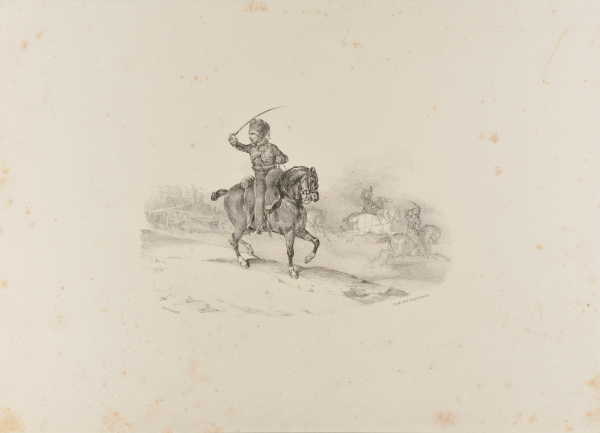 AN ARTILLERY OFFICER COMMANDING THE CHARGE