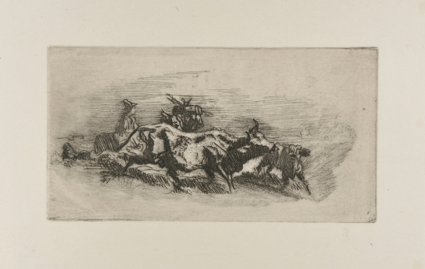 Berger, femme et deux vaches