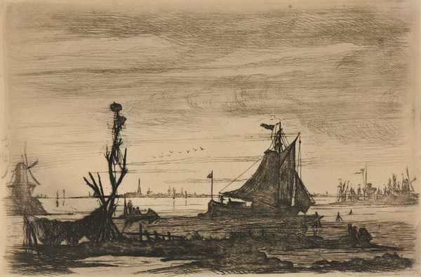 Rives avec filets séchant à gauche