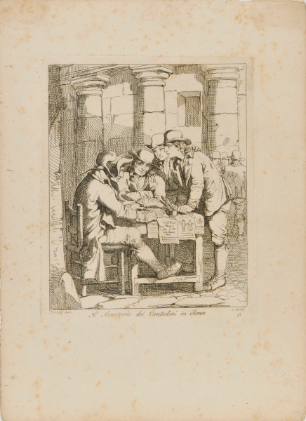 from the book “Nuova Raccolta di cinquanta motivi Pittoreschi e Costumi di Roma, incisi all’Acqua forte da Bartolomeo Pinelli Romano” (Rome: Presso Lorenzo Lazzari, 1810)