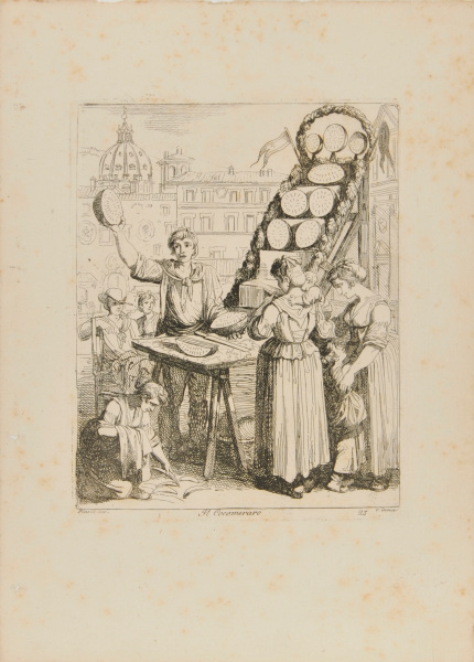 from the book “Nuova Raccolta di cinquanta motivi Pittoreschi e Costumi di Roma, incisi all’Acqua forte da Bartolomeo Pinelli Romano” (Rome: Presso Lorenzo Lazzari, 1810)