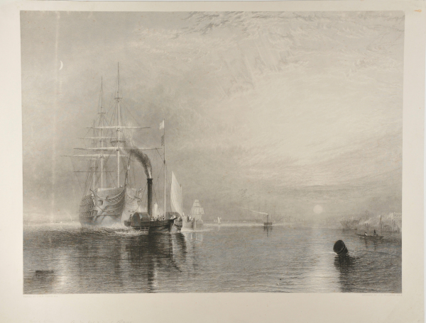 THE FIGHTING TEMERAIRE TUGGED TO HER LAST BERTH TO BE BROKEN UP