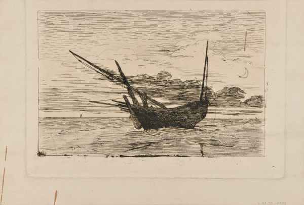 A FISHING BOAT ON THE BEACH