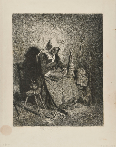 SPINNER AND CHILD, AUVERGNE (FIRST PLATE)