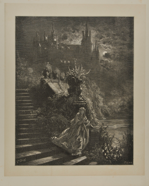 Woman Fleeing Castle by Moonlight