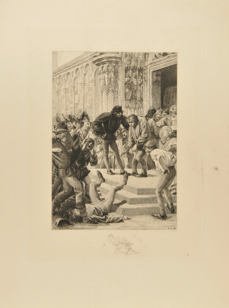 Illustration for Notre Dame de Paris (The hunchback hits the student)