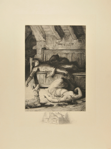 Illustration for Notre Dame de Paris (The Flight of the priest after stabbing the soldier)