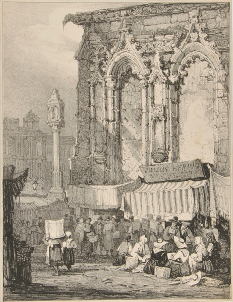 VIEW OF A STREET MARKET IN NUREMBERG