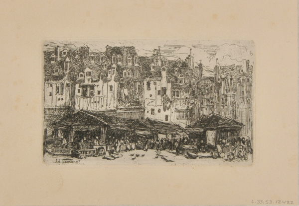 Market with Houses Behind