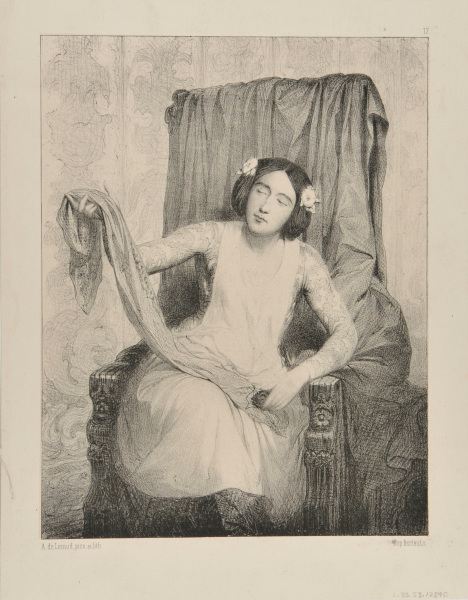 Jeune Fille Brodant une Écharpe