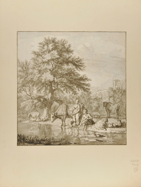 Le Troupeau pres de la Riviere, after van de Velde