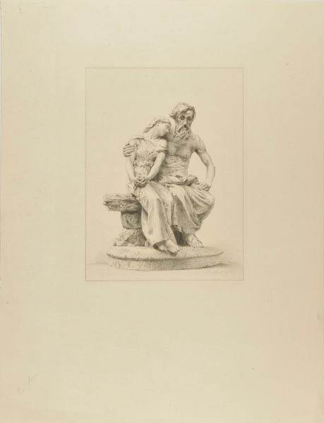 Old man with his arms around young girl