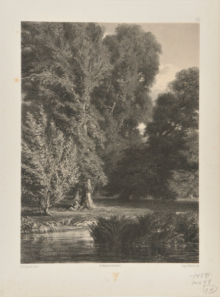 LANDSCAPE WITH FIGURE READING UNDER A TREE