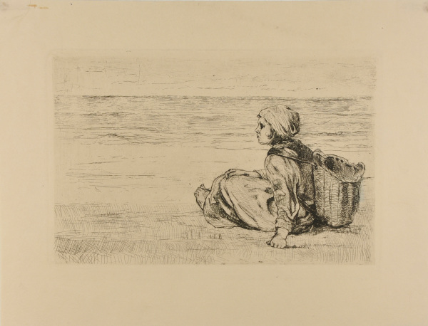 Girl with Basket Seated on the Shore