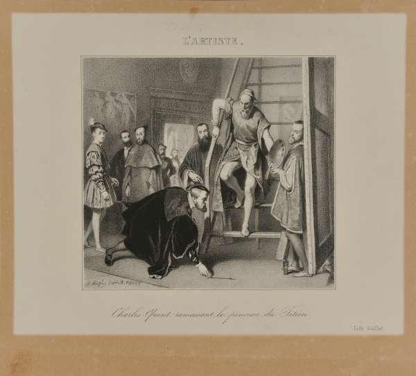 CHARLES V PICKING UP THE BRUSH OF TITIAN