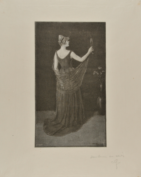 (Woman holding a mirror, seen from behind)
