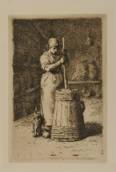 WOMAN CHURNING