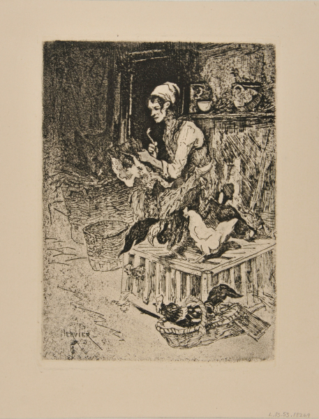 Woman Plucking Chickens