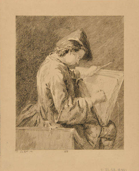 DRAUGHTSMAN LEAFING THROUGH HIS FOLIO