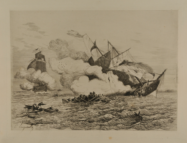 BATTLE BETWEEN TWO SHIPS (THE KEARSAGE AND THE ALABAMA)