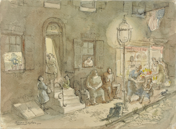 SIDE WALK SCENE IN THE EVENING