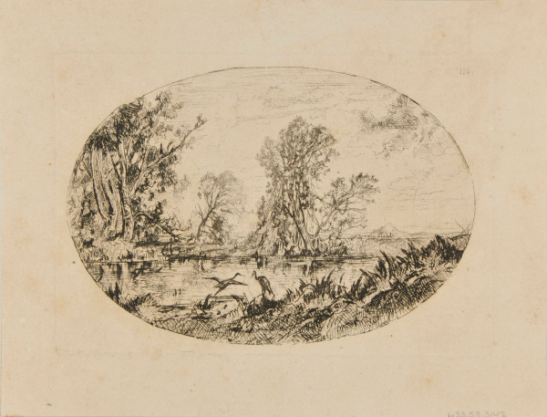 Landscape: Marsh with Herons on the Banks