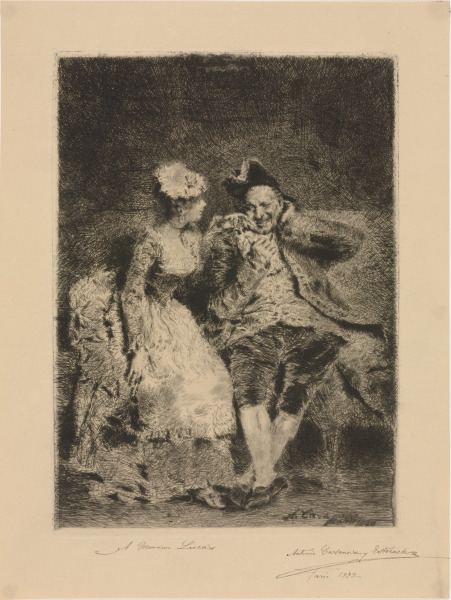 Young Girl Stroking Man's Cheek