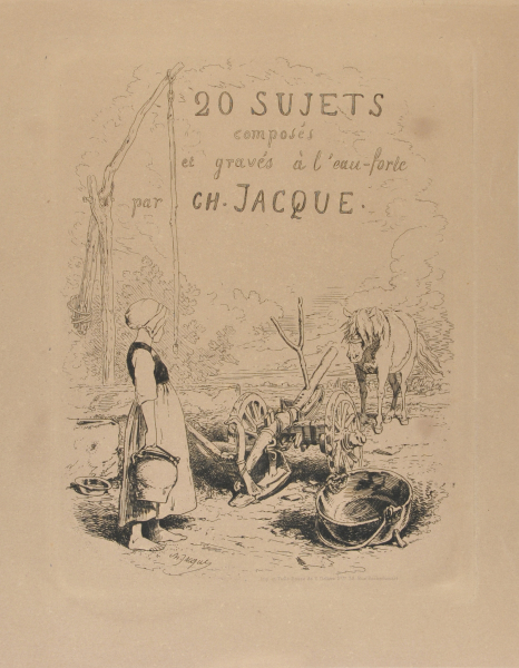 TITLE PLATE FROM THE SERIES "20 SUJETS COMPOSÉS ET GRAVÉS À L'EAU-FORTE PAR CH. JACQUE"