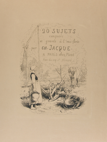 TITLE PLATE FROM THE SERIES "20 SUJETS COMPOSÉS ET GRAVÉS À L'EAU-FORTE PAR CH. JACQUE"