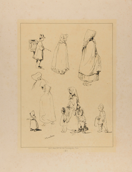 SEVEN SKETCHES OF A MAN, WOMAN AND CHILDREN