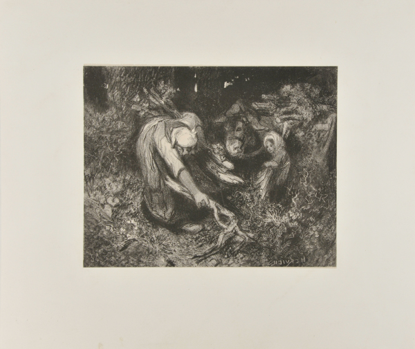 WOMAN AND CHILD GATHERING WOOD