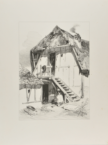 VIEW OF A HOUSE, WITH EXTERIOR STAIRS