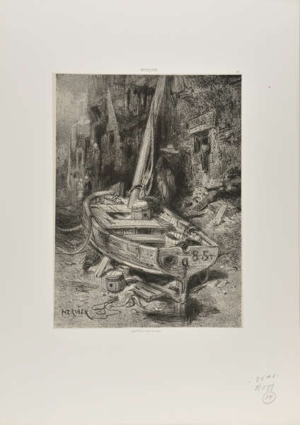 Bateau à Sec devant des Maisons de Pêcheurs