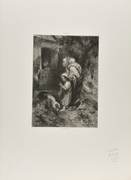 OLD WOMAN WITH TWO CHILDREN AND A PIG