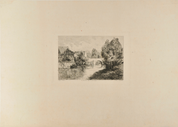 COTTAGES AND BRIDGE NEAR MONTMIRAIL