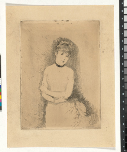 YOUNG WOMAN WITH ARMS FOLDED AT HER WAIST