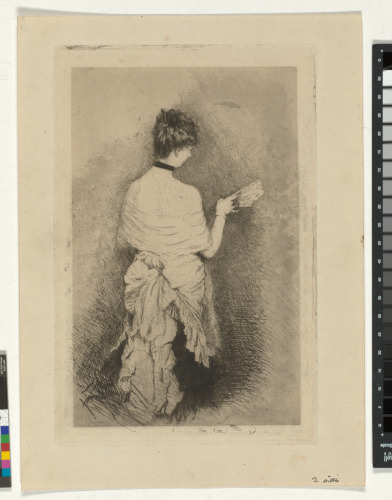 WOMAN WITH A FAN SEEN FROM BEHIND