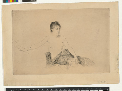 SKETCH OF A SEATED WOMAN, PARTIALLY NUDE