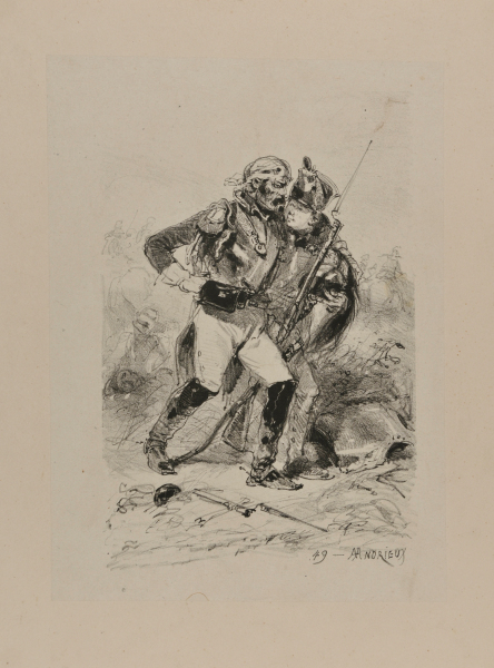 Young Man Helping Wounded Soldier