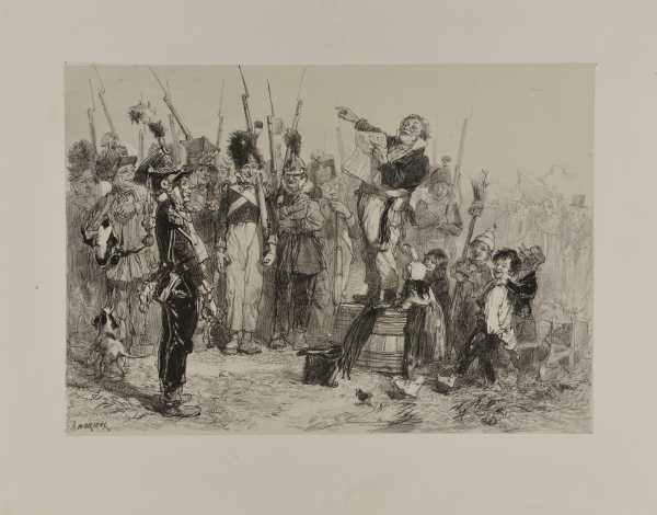 MAN GIVING A SPEECH TO SOLDIERS