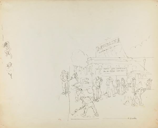 MEN WORKING ON THE STREET (RECTO); STEERING THE BOAT (VERSO)