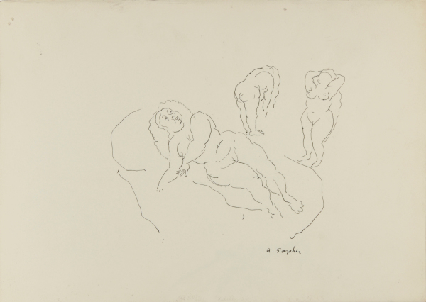 THREE NUDES (RECTO); PARTIAL PROFILE OF A MAN (VERSO)