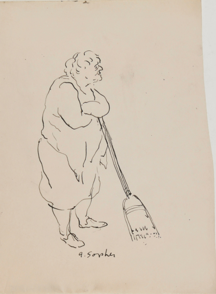 OLD WOMAN WITH BROOM
